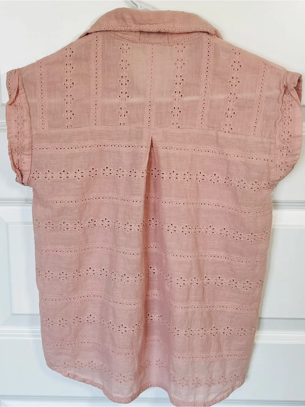 Pink Eyelet Embroidered Matching Set Coastal Boho Cotton Small